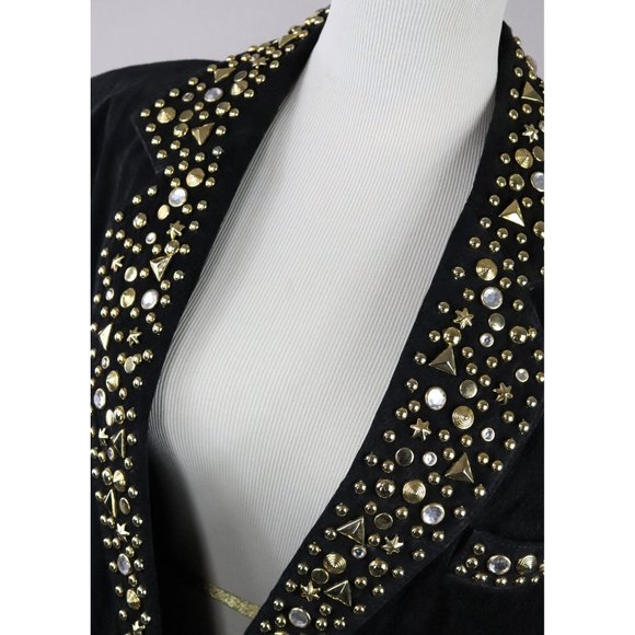 80's Vintage Rocker Studded black Leather Suede Jacket - Picture 3 of 9